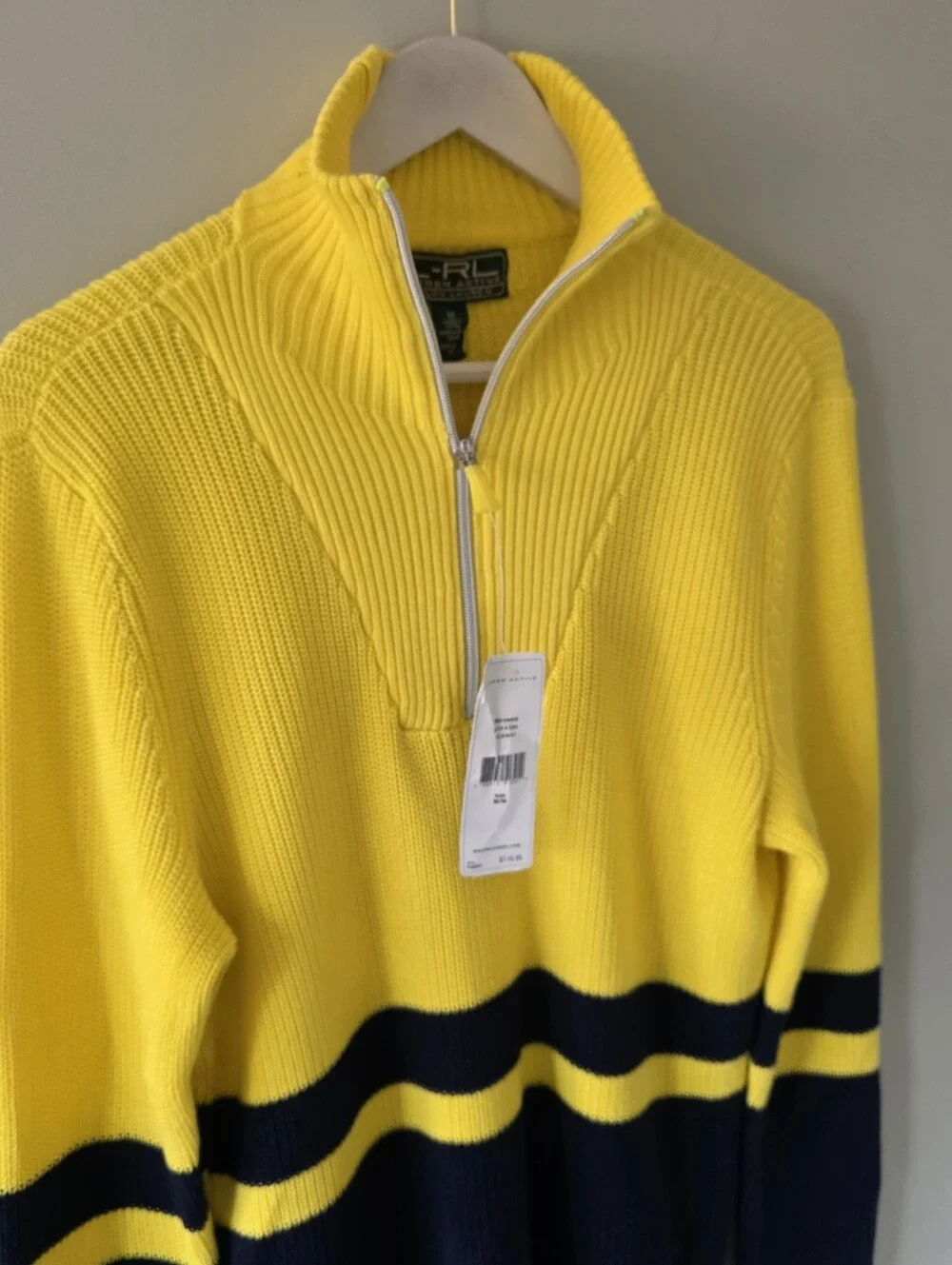 NWT Lauren Active Ralph Lauren M Soft Ribbed Knit Quarter-Zip Sweater Old Money